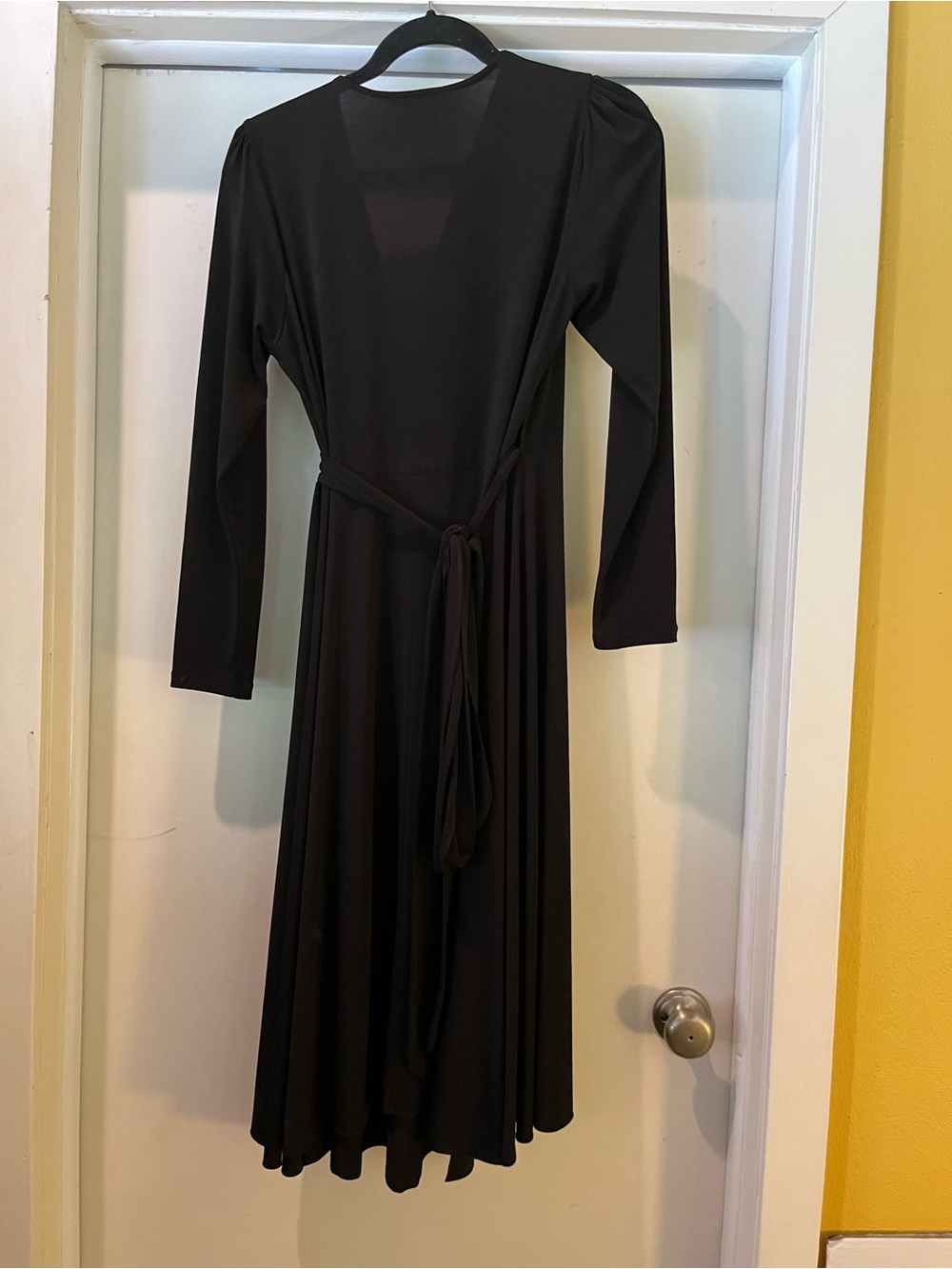 Zara Black Long Sleeve Wrap-Style Midi Dress